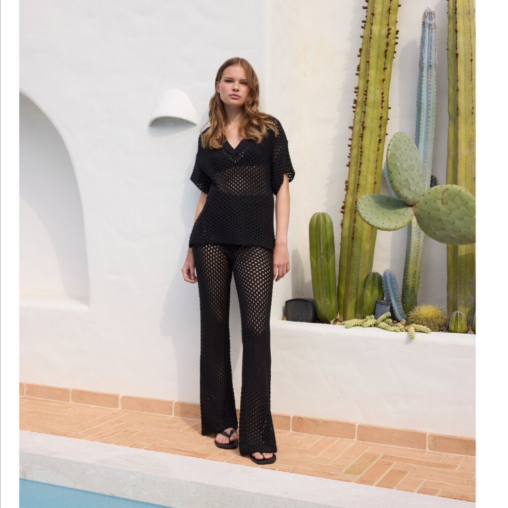 MINKPINK swim coverup Gayla Crochet Top & pants 2 piece set